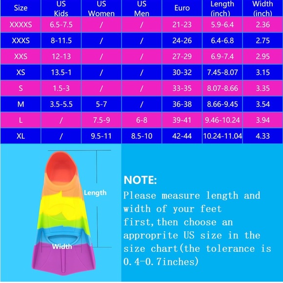 Kids Swim Fins,Comfortable Silicone Flippers for Swimming Beginners Kids 6.5-7.5 - Picture 5 of 5